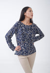 6008- Blusa Scollo a Barca Fantasia Wild Blu