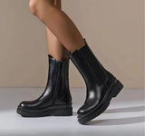 Stivale Biker Boots con Elastico Laterale e Cerniera