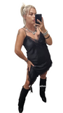 Vestito Satinato con Pizzo