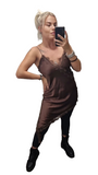 Vestito Satinato con Pizzo