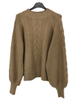 Maglione Con Trecce e Maniche a Palloncino Camel