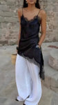 Vestito Satinato con Pizzo
