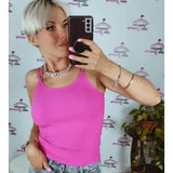 Top a Costine con Bretelle Incrociate