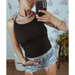 Top a Costine con Bretelle Incrociate