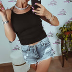 Top a Costine con Bretelle Incrociate